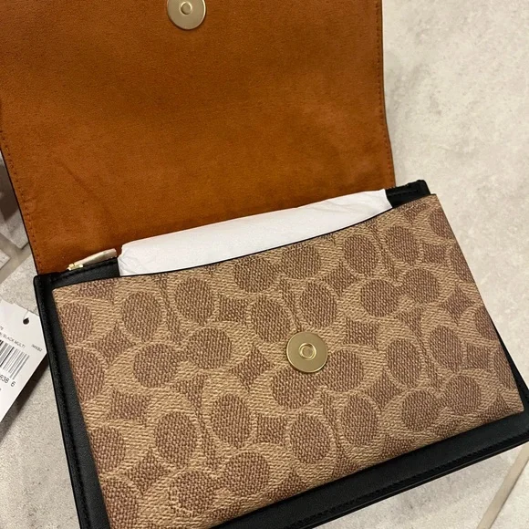 Coach Klare Crossbody Bag in Signature Canvas and Black Leather Purse CV978 - Picture 7 of 16